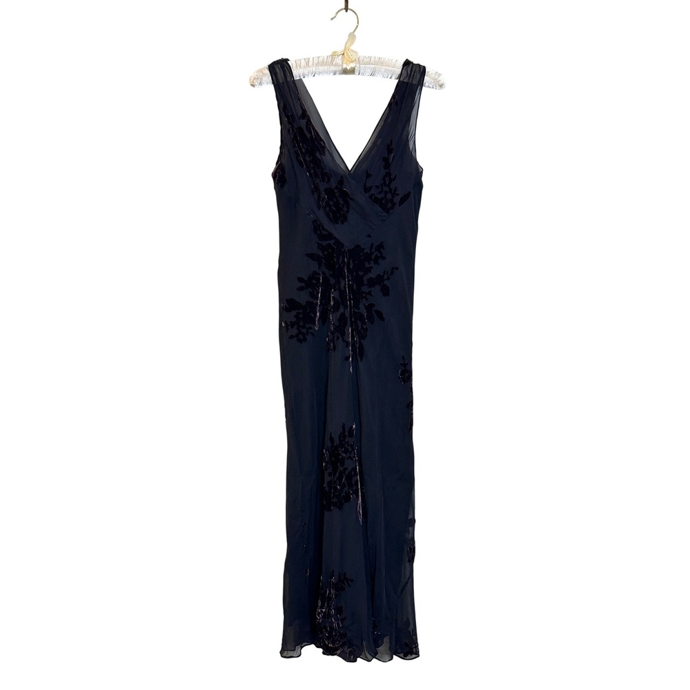 Vintage Jones New York Silk Blend Slip Dress Size 8 Purple Velvet Burnout Floral
